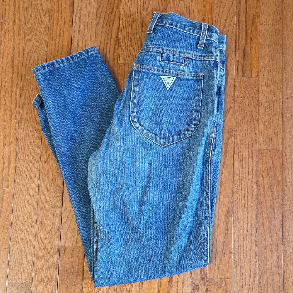 Vintage Guess Women's Classic Blue Straight Leg Jeans